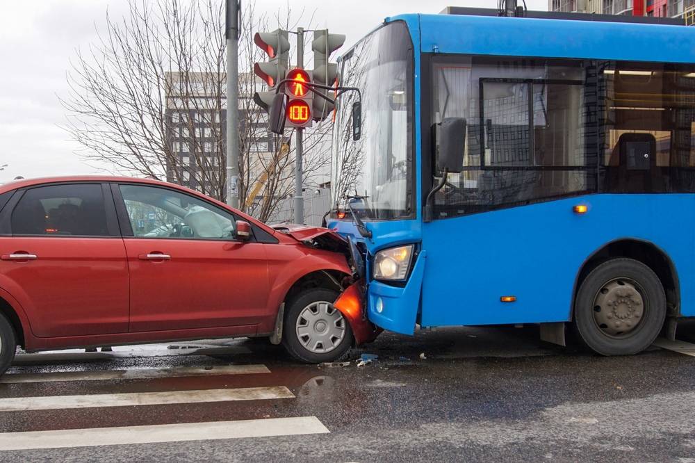 Light Vehicle And Bus Front Row Collision