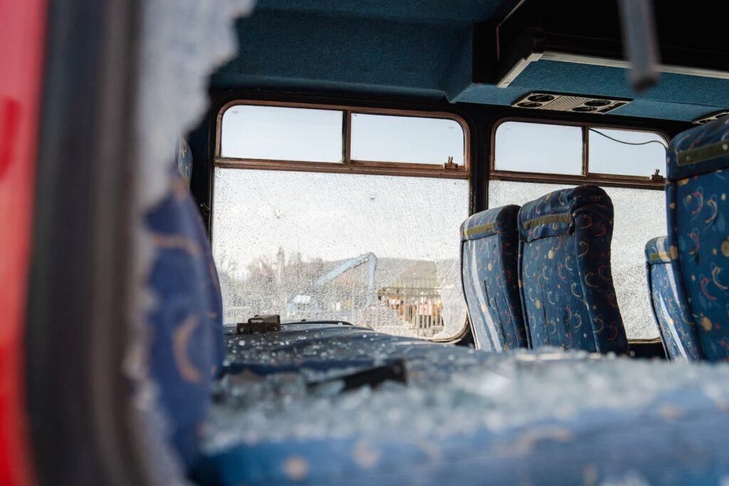 Bus With Smashed Windows